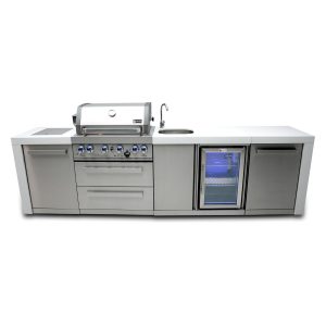 Mont Alpi 10 Ft Propane Outdoor Kitchen Island w/ Side Burner & Beverage Center - MAi400-DBEV