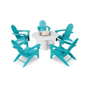 Vineyard 6 Pc Recycled Plastic Fire Pit Seating Set in Aruba by POLYWOOD