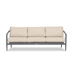 Midnight Cove 3 Person Aluminum Sofa in Slate/Canvas Flax by Lakeview Outdoor Designs