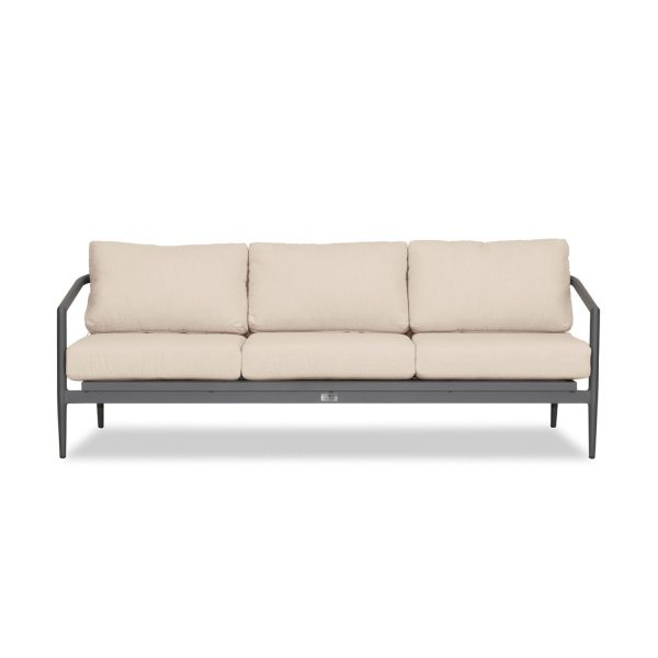 Midnight Cove 3 Person Aluminum Sofa in Slate/Canvas Flax by Lakeview Outdoor Designs