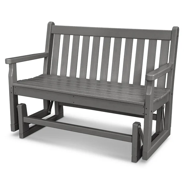 Traditional Garden 48 Inch Recycled Plastic Bench in Slate Gray by POLYWOOD