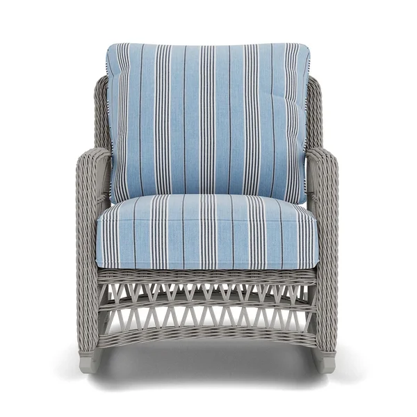 Mackinac Wicker Rocking Club Chair in Putty/Hansen Sky By Lloyd Flanders