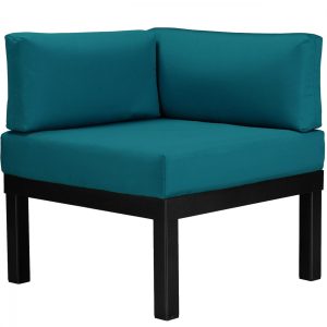 Ashbee Aluminum Sectional Corner Club Chair in Textured Black/Peacock by Telescope Casual
