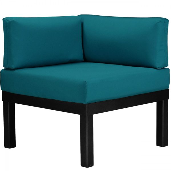 Ashbee Aluminum Sectional Corner Club Chair in Textured Black/Peacock by Telescope Casual