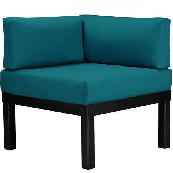 Ashbee Aluminum Sectional Corner Club Chair in Textured Black/Peacock by Telescope Casual