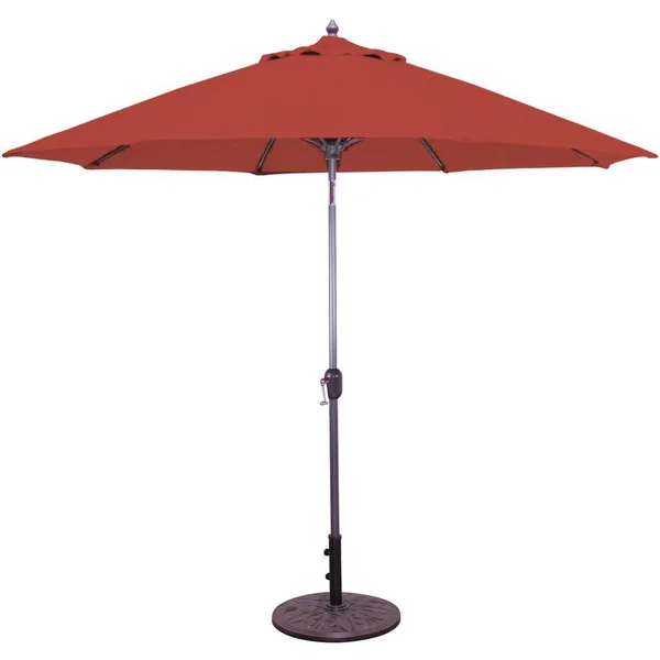 Galtech 9 Ft. Bar Height Octagonal Aluminum Patio Market Umbrella W/ Crank Lift And Auto Tilt - Charcoal Frame W/ Sunbrella Canvas Henna Canopy