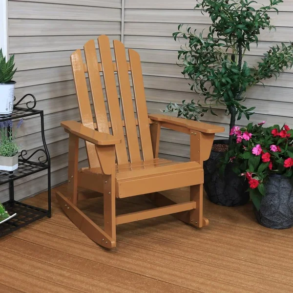 Wood Adirondack Rocking Chair in Cedar Brown/ by Ultimate Patio