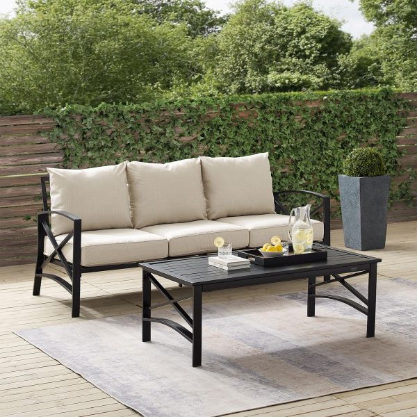 Windswept 2 Pc Steel Sofa Seating Set in Oil Rubbed Bronze/Oatmeal by Ultimate Patio