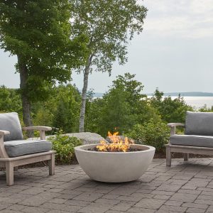 Dustyview 38 Inch Round GFRC Natural Gas Fire Bowl in Fog by BBQGuys Signature