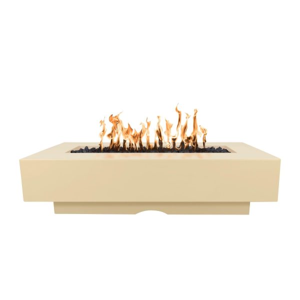 Del Mar 48 Inch Rectangular GFRC Natural Gas Fire Pit in Vanilla by The Outdoor Plus