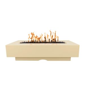 Del Mar 72 Inch Rectangular GFRC Natural Gas Fire Pit in Vanilla by The Outdoor Plus