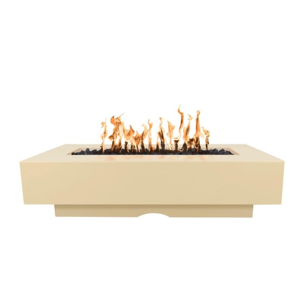 Del Mar 48 Inch Rectangular GFRC Propane Fire Pit in Vanilla by The Outdoor Plus