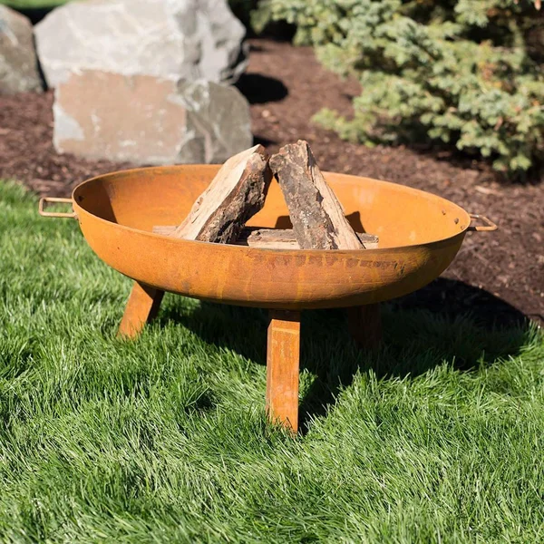 Rustic 30 Inch Round Cast Iron Wood-Burning Fire Bowl in Rust by Ultimate Patio