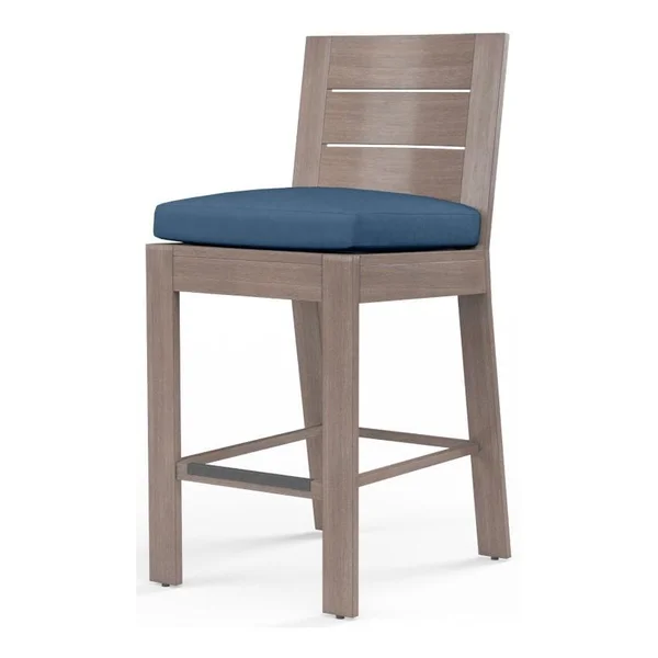 Laguna Aluminum Bar Stool w/ No Welt in Driftwood/Spectrum Indigo by Sunset West