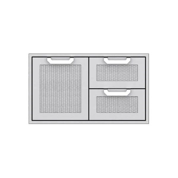 Hestan 36-Inch Double Drawer And Single Storage Door Combo - Steeletto - AGSDR36-SS