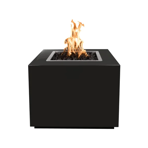 Forma 36 Inch Square Powder Coated Steel Natural Gas Fire Pit w/ Glow Plug in Black by The Outdoor Plus