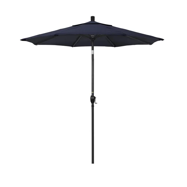 California Umbrella 7.5 Ft. Octagonal Aluminum Push Button Tilt Patio Umbrella W/ Crank Lift & Aluminum Ribs - Stone Black Frame / Sunbrella Canvas Navy Canopy