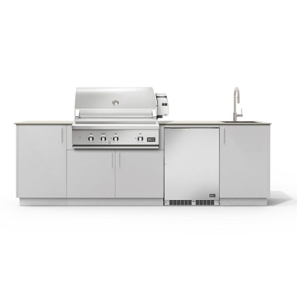 Urban Bonfire Cove 36 Outdoor Kitchen w/ DCS Propane Grill, Sink, Refrigerator, Danae Dekton Countertop & Chantilly Finish - B-Cove-36-DCS-Danae-Chantilly