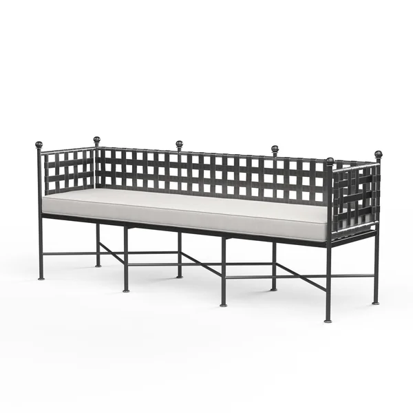 Provence 74 Inch Wrought Iron Bench in Century Pewter/Canvas Flax by Sunset West