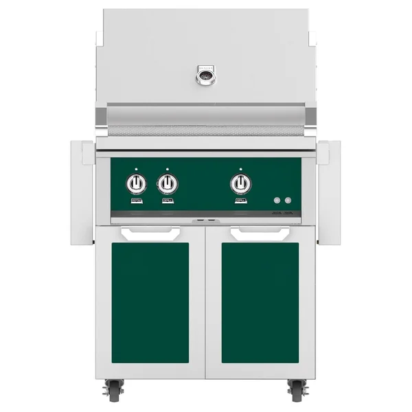 Hestan 30-Inch Natural Gas Grill W/ Rotisserie On Double Door Tower Cart - Grove - GABR30-NG-GR