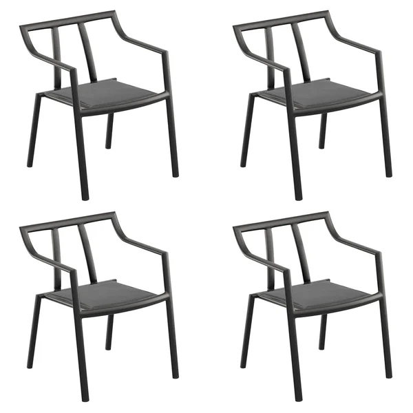 Markoe 4 Pc Aluminum Dining Arm Chair in Carbon/Ninja By Oxford Garden