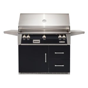 Alfresco ALXE 42-Inch Freestanding Natural Gas Grill On Refrigerated Cart With Sear Zone And Rotisserie in Jet Black Gloss - ALXE-42SZRFG-NG-S9005