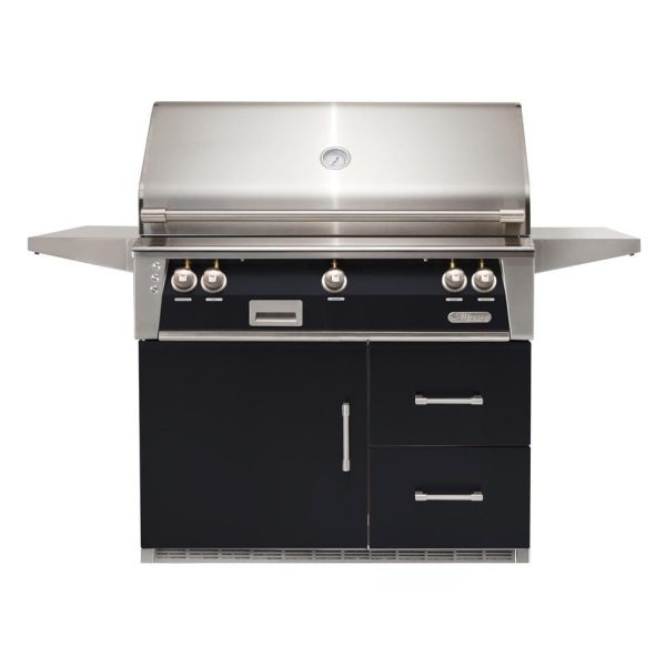 Alfresco ALXE 42-Inch Freestanding Natural Gas Grill On Refrigerated Cart With Sear Zone And Rotisserie in Jet Black Gloss - ALXE-42SZRFG-NG-S9005