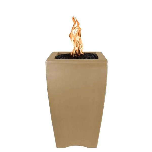 Baston 20 Inch Square GFRC Natural Gas Fire Pit in Brown by The Outdoor Plus
