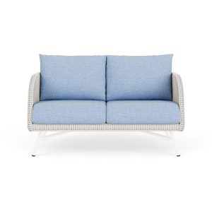 Essence Lloyd Loom Loveseat in White/Demo Skyway by Lloyd Flanders