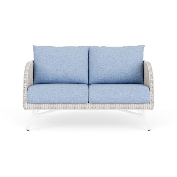 Essence Lloyd Loom Loveseat in White/Demo Skyway by Lloyd Flanders