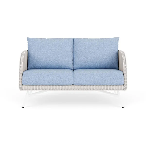 Essence Lloyd Loom Loveseat in White/Demo Skyway by Lloyd Flanders