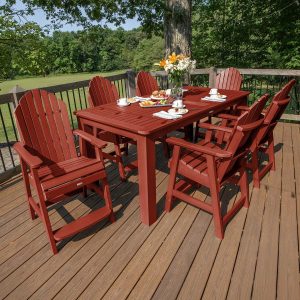 Dream Bay 7 Pc Recycled Plastic Counter Height Dining Set in Rustic Red by Lakeview