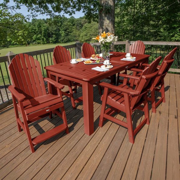 Dream Bay 7 Pc Recycled Plastic Counter Height Dining Set in Rustic Red by Lakeview