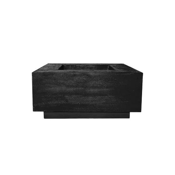 Cascata Bay 2 36 Inch Square GFRC Propane Fire Pit Table in Ebony by Lakeview Outdoor Designs