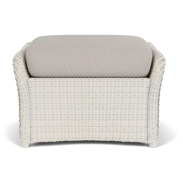 Weekend Retreat Lloyd Loom Ottoman in Antique White/Remy Cloud by Lloyd Flanders