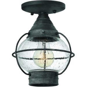 Hinkley Lighting Cape Cod One Light 7-Inch Outdoor Ceiling Light - Aged Zinc - 2203DZ