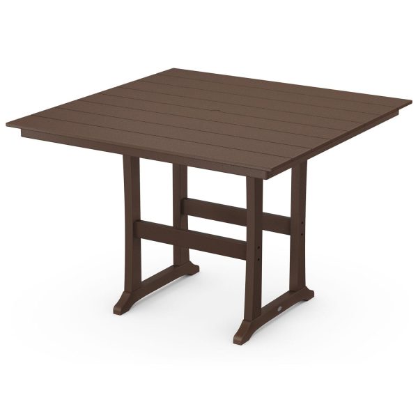 POLYWOOD 59-Inch Farmhouse Trestle Bar Table - Mahogany