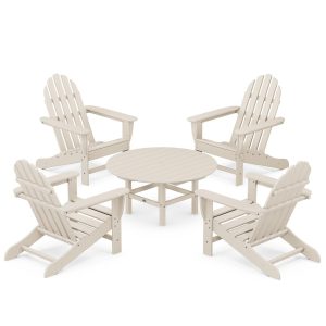 Classic Adirondack 5 Pc Recycled Plastic Seating Set in Sand by POLYWOOD
