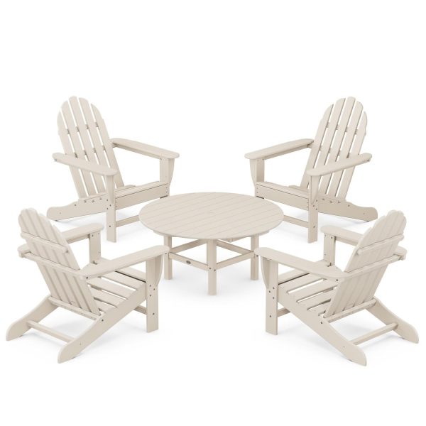 Classic Adirondack 5 Pc Recycled Plastic Seating Set in Sand by POLYWOOD