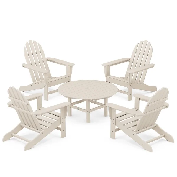 Classic Adirondack 5 Pc Recycled Plastic Seating Set in Sand by POLYWOOD