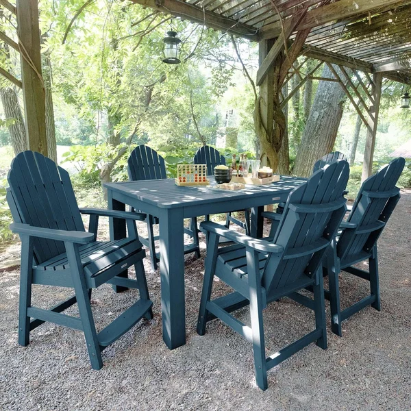 Dream Bay 7 Pc Recycled Plastic Rectangular Counter Height Dining Set in Nantucket Blue by Lakeview Outdoor Designs