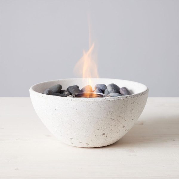 Basin 11 Inch Round Concrete Gel Fuel Table-top Fire Pit in White by TerraFlame