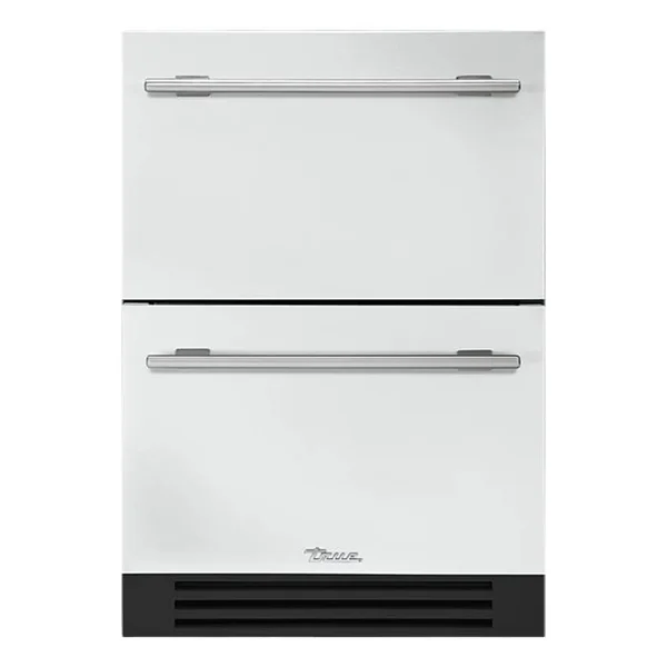 True ADA Height 24 Inch 5 Cu. Ft. Outdoor Refrigerator Drawers - Matte White w/ Stainless Steel Handles - TURADA-24-D-A~030-H04