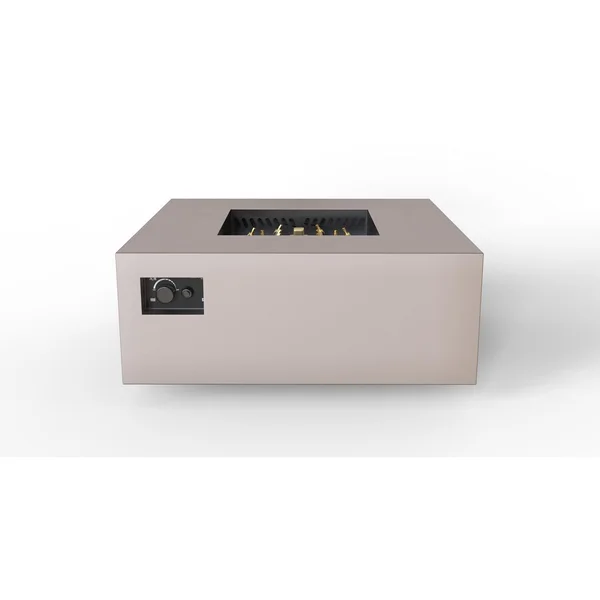 AON 40 Inch Square Powder Coated Steel Propane Fire Pit Table in Sand Pebble by Warming Trends