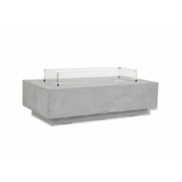 Gravelstone 60-Inch Rectangular Natural Gas Fire Table with Glass Surround by Sunset West - Ships as Propane with Conversion Fittings