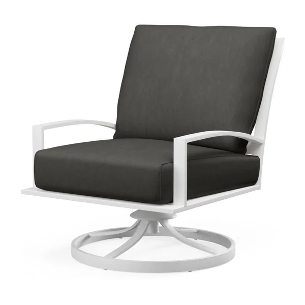 Bristol Aluminum Swivel Club Chair in Satin White/Spectrum Carbon by Sunset West
