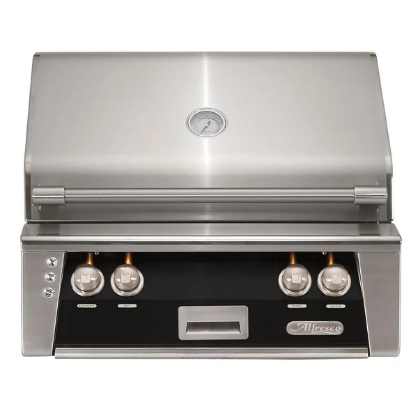 Alfresco ALXE 30-Inch Built-In Natural Gas Grill With Sear Zone And Rotisserie in Jet Black Gloss - ALXE-30SZ-NG-S9005