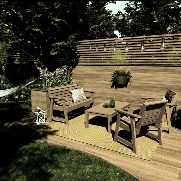Elm Pointe 4 Pc Recycled Plastic Seating Set in Woodland Brown by Lakeview Outdoor Designs