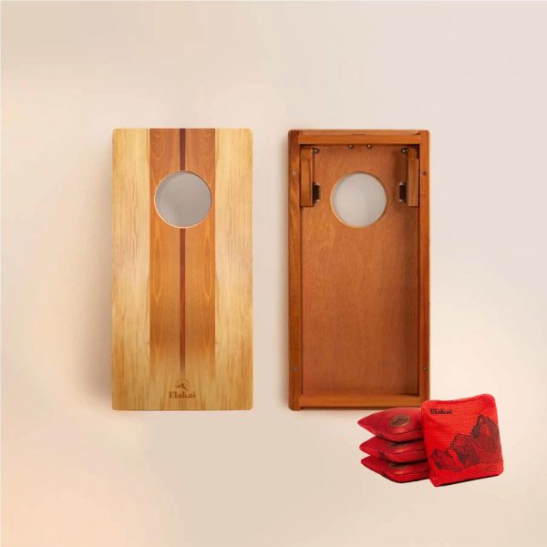 Elakai 2x4 Woody Cornhole Boards with Mount Elakai & Herringbone Cornhole Bags  - EGCH24P-05