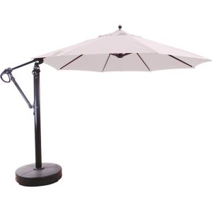 Galtech 11 Ft. Octagonal Aluminum Patio Cantilever Umbrella W/ Easy Lift And Easy Tilt Wheel - Antique Bronze Frame W/ Sunbrella Canvas Canvas Canopy